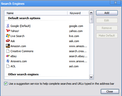Other search engines